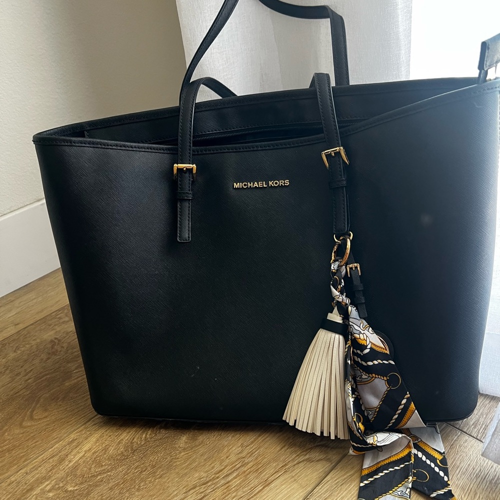 Michael Kors Black Tote with Gold Accents